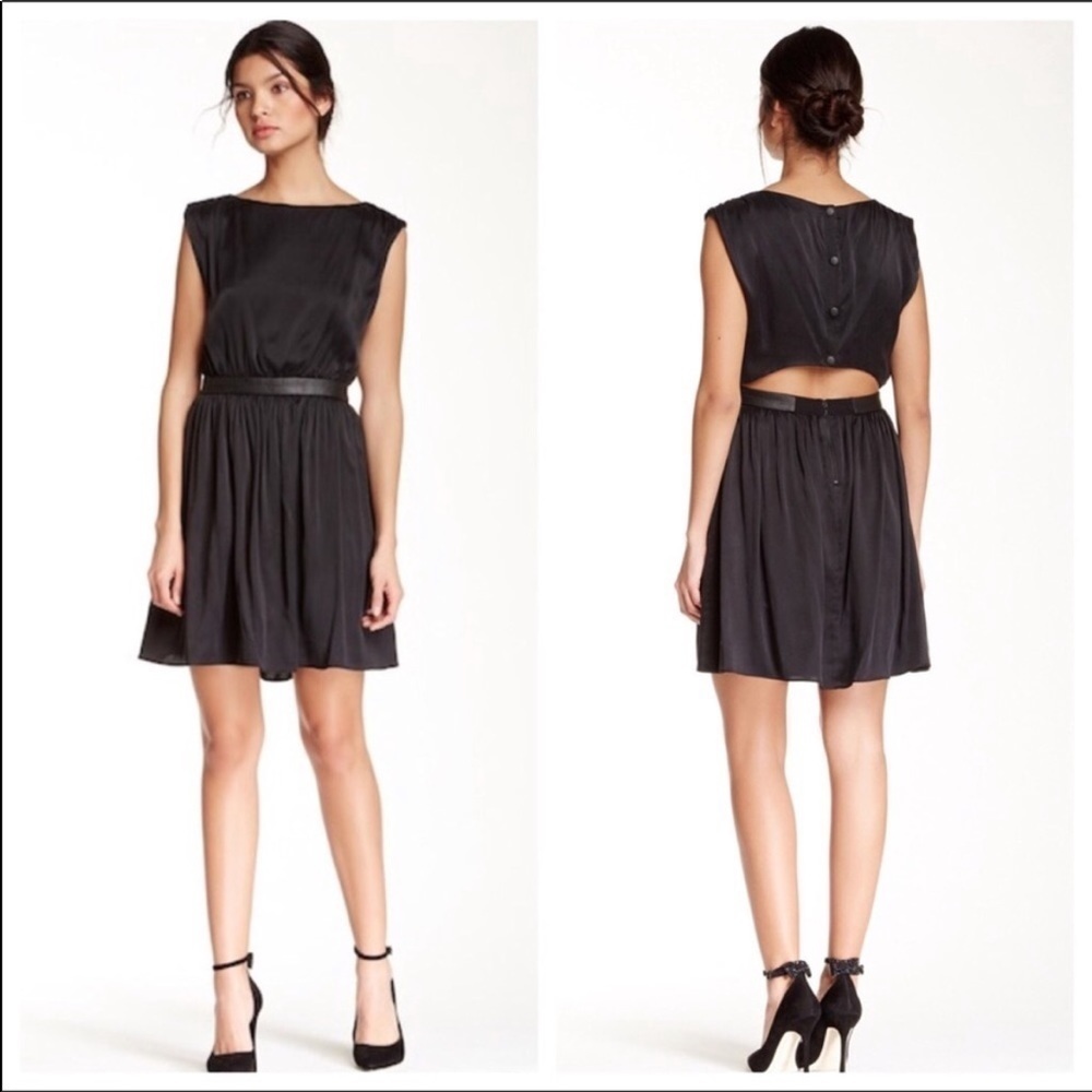 Alice + Olivia Sayah Black Silk Dress